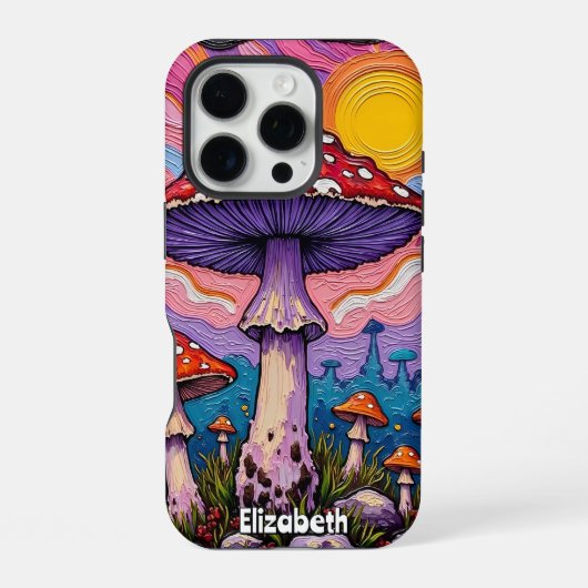 サイケデリックキノコの庭 iPhoneケース (裏面)