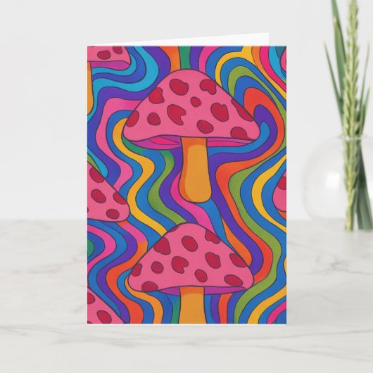 サイケデリックキノコ折り空白のあいさつカード カード (正面)