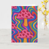 サイケデリックキノコ折り空白のあいさつカード カード (黄色い花)