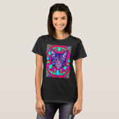 サイケデリックキャット+子猫+猫スタイル Tシャツ (正面フル)