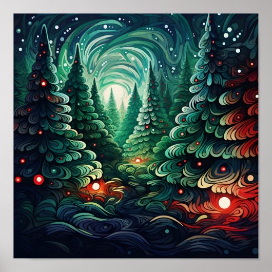 サイケデリッククリスマスツリーのポスター ポスター (正面)