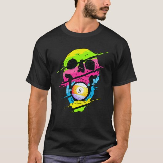サイケデリックスカルビリヤーカラフル Tシャツ (正面)