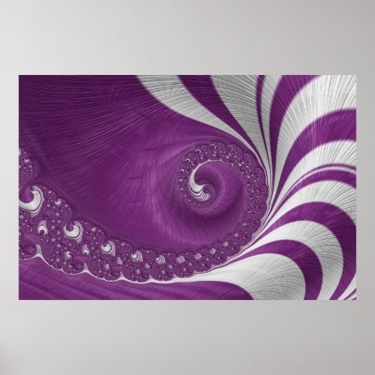 サイケデリックストライプのファンタジー紫と白の渦 ポスター (正面)