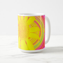 サイケデリックスワール上の黄色いひまわり コーヒーマグカップ