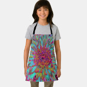 サイケデリックティール（緑がかった色）ブルー抽象芸術装飾ダリア エプロン (インサイチュ)