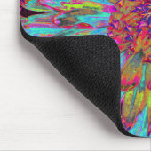 サイケデリックティール（緑がかった色）ブルー抽象芸術装飾ダリア マウスパッド (コーナー)