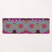 サイケデリックティール（緑がかった色）ブルー抽象芸術装飾ダリア ヨガマット (正面(横))