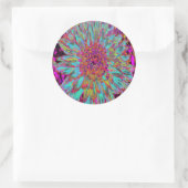 サイケデリックティール(緑がかった色)ブルー抽象芸術装飾ダリア ラウンドシール (バッグ)