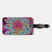 サイケデリックティール(緑がかった色)ブルー抽象芸術装飾ダリア ラゲッジタグ (裏面横)