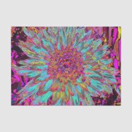 サイケデリックティール(緑がかった色)ブルー抽象芸術装飾ダリア 薄葉紙