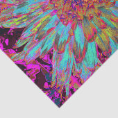 サイケデリックティール(緑がかった色)ブルー抽象芸術装飾ダリア 薄葉紙 (詳細)