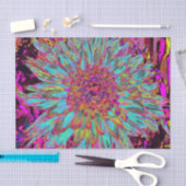 サイケデリックティール(緑がかった色)ブルー抽象芸術装飾ダリア 薄葉紙 (クラフト)