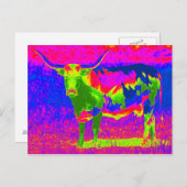 サイケデリックテキサス州ロングホーン牛 ポストカード (正面/裏面)