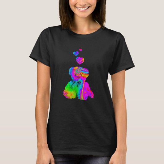 サイケデリックテディベア 変わったカラフルなくま Tシャツ (正面)