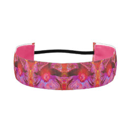 サイケデリックトリップ（幻覚体験）のようなレトロレッドハイビスカスフラワー アスレチックヘッドバンド
