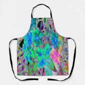 サイケデリックトリップ（幻覚体験）のような緑青の花 エプロン (正面)