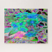 サイケデリックトリップ(幻覚体験)のような緑青の花 ジグソーパズル (横)