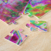 サイケデリックトリップ(幻覚体験)のような緑青の花 ジグソーパズル (側面)