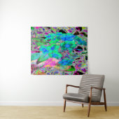 サイケデリックトリップ（幻覚体験）のような緑青の花 タペストリー (インサイチュ(横))