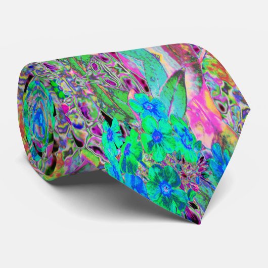 サイケデリックトリップ(幻覚体験)のような緑青の花 ネクタイ (ロール)