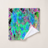 サイケデリックトリップ（幻覚体験）のような緑青の花 バスタオルセット (ウォッシュタオル)