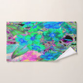 サイケデリックトリップ（幻覚体験）のような緑青の花 バスタオルセット (ハンドタオル)