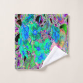 サイケデリックトリップ(幻覚体験)のような緑青の花 バスタオルセット (ウォッシュタオル)