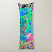 サイケデリックトリップ(幻覚体験)のような緑青の花 ボディピロー (裏面 (縦))