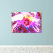 サイケデリックトリップ（幻覚体験）のような虹色ハイビスカス キャンバスプリント (インサイチュ (ウッドフロア))