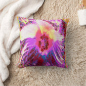 サイケデリックトリップ（幻覚体験）のような虹色ハイビスカス クッション (ブランケット)
