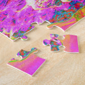 サイケデリックトリップ（幻覚体験）のような虹色ハイビスカス ジグソーパズル (側面)