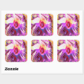 サイケデリックトリップ（幻覚体験）のような虹色ハイビスカス スクエアシール (シート)