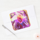 サイケデリックトリップ（幻覚体験）のような虹色ハイビスカス スクエアシール (封筒)