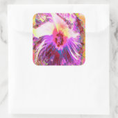 サイケデリックトリップ（幻覚体験）のような虹色ハイビスカス スクエアシール (バッグ)