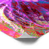 サイケデリックトリップ（幻覚体験）のような虹色ハイビスカス ポスター (角)