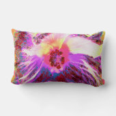サイケデリックトリップ（幻覚体験）のような虹色ハイビスカス ランバークッション (裏面)