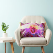 サイケデリックトリップ（幻覚体験）のような虹色ハイビスカス ランバークッション (椅子)