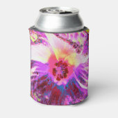 サイケデリックトリップ（幻覚体験）のような虹色ハイビスカス 缶クーラー (缶裏面)