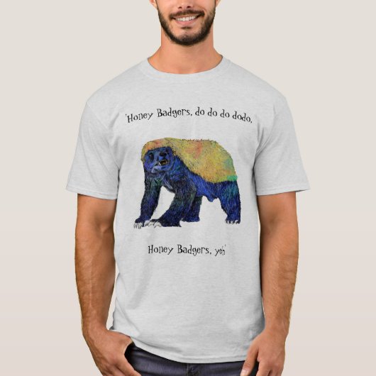 サイケデリックハニーバおもしろいッジャー動物アートスローガン Tシャツ (正面)