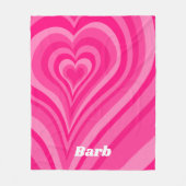 サイケデリックハート書名墨付き フリースブランケット (正面)