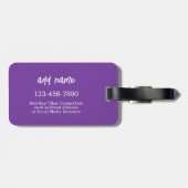 サイケデリックハート書道スクリプト名パープル ラゲッジタグ (裏面横)