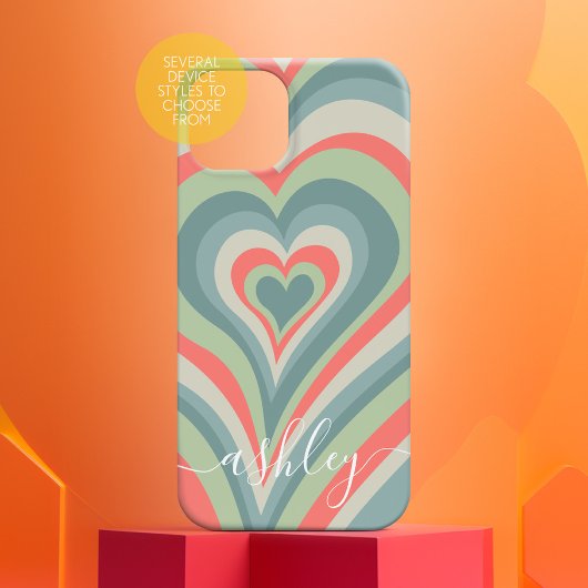 サイケデリックハート書道スクリプト名ブルー Case-Mate iPhoneケース