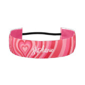 サイケデリックハート書道スクリプト名Pinks アスレチックヘッドバンド (正面)