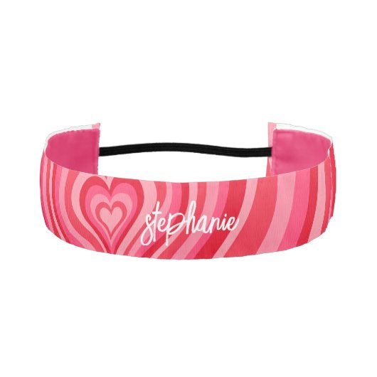 サイケデリックハート書道スクリプト名Pinks アスレチックヘッドバンド (正面)