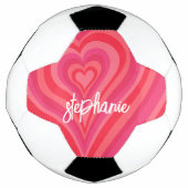 サイケデリックハート書道スクリプト名Pinks サッカーボール (正面)