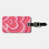 サイケデリックハート書道スクリプト名Pinks ラゲッジタグ (正面横)