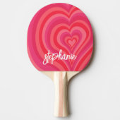 サイケデリックハート書道スクリプト名Pinks 卓球ラケット (正面)