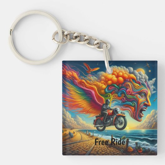 サイケデリックバイクの夢の世界 キーホルダー (正面)