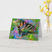 [サイケデリックバタフライカラフル] – 任意の大事な行事 カード (黄色い花)
