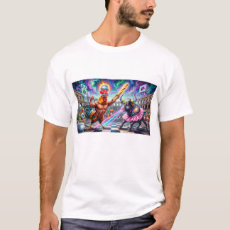 サイケデリックバトル ニワトリVS雄牛 Tシャツ